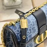 Dior Women 30 Montaigne East-West Bag with Chain Blue Denim Dior Oblique Jacquard