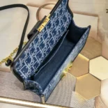 Dior Women 30 Montaigne East-West Bag with Chain Blue Denim Dior Oblique Jacquard