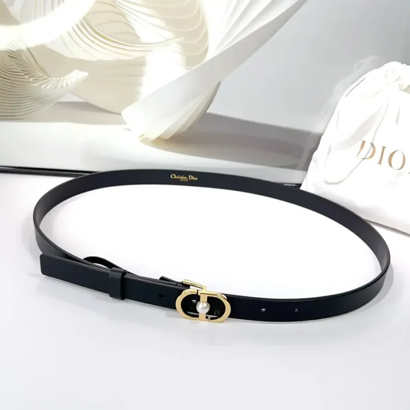Dior Women 30 Montaigne Jolie Belt Black Smooth Calfskin 15 MM