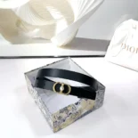 Dior Women 30 Montaigne Jolie Belt Black Smooth Calfskin 15 MM