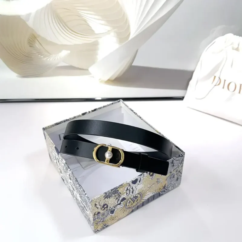 Dior Women 30 Montaigne Jolie Belt Black Smooth Calfskin 15 MM