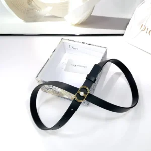 Dior Women 30 Montaigne Jolie Belt Black Smooth Calfskin 15 MM