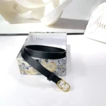 Dior Women 30 Montaigne Jolie Belt Black Smooth Calfskin 15 MM