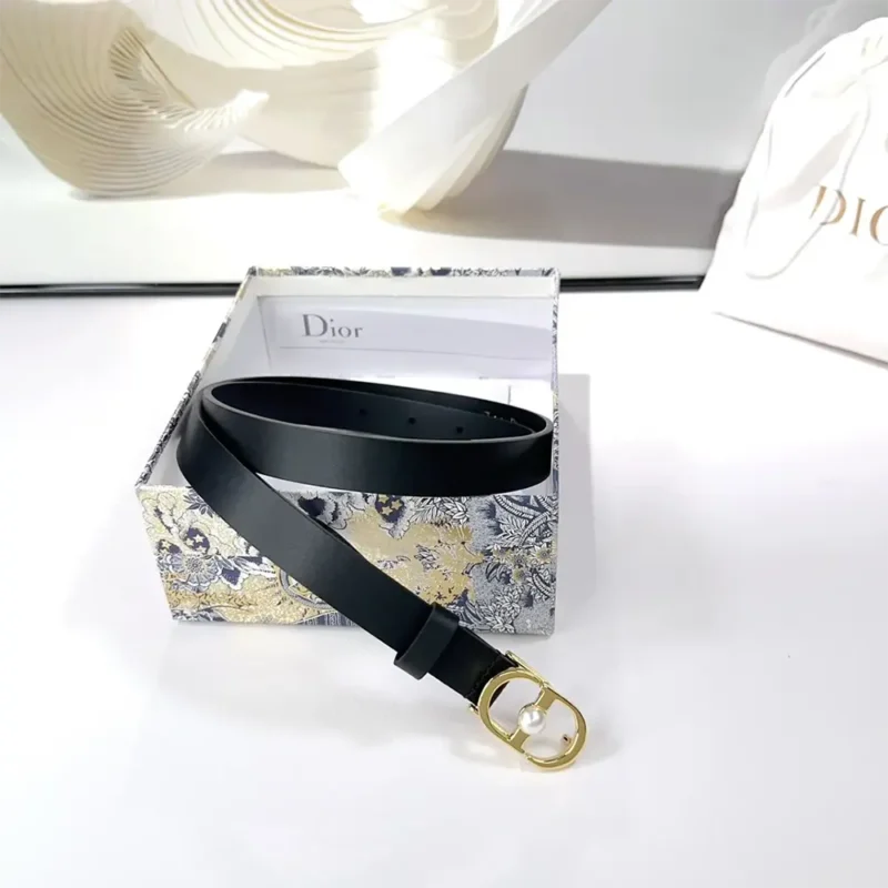 Dior Women 30 Montaigne Jolie Belt Black Smooth Calfskin 15 MM
