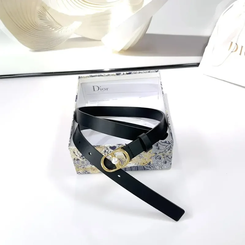 Dior Women 30 Montaigne Jolie Belt Black Smooth Calfskin 15 MM