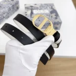 Dior Women 30 Montaigne Reversible Belt Black and Latte Smooth Calfskin 20 MM
