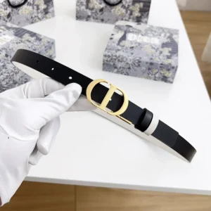 Dior Women 30 Montaigne Reversible Belt Black and Latte Smooth Calfskin 20 MM