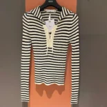 Dior Women Dioriviera Sweater Ecru Cotton Ribbed Knit 444S64AM789
