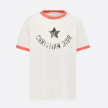 Dior Women Dioriviera T-Shirt Ecru and Coral Cotton Jersey