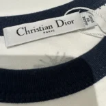 Dior Women Dioriviera T-Shirt Ecru and Navy Blue Cotton Jersey