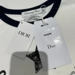 Dior Women Dioriviera T-Shirt Ecru and Navy Blue Cotton Jersey