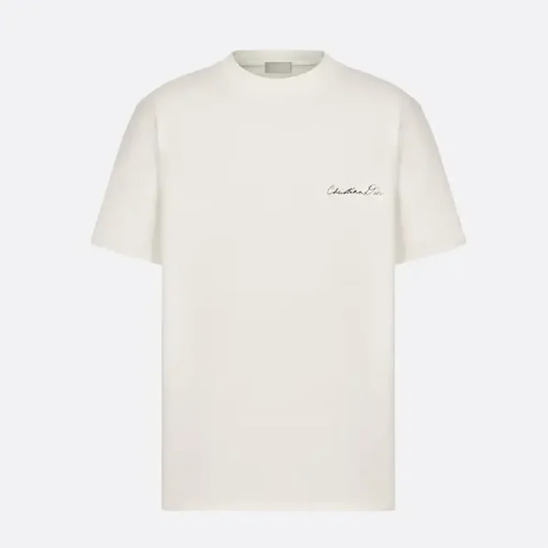 Dior Women Handwritten Christian Dior T-Shirt Relaxed Fit White Cotton Jersey
