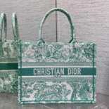 Dior Women Medium Dioriviera Dior Book Tote Aquamarina Toile de Jouy Embroidery