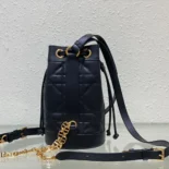 Dior Women Small Dior Backpack Black Supple Maxicannage Calfskin