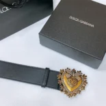 Dolce Gabbana D&G Women Leather Devotion Belt-Black BE1316AK86180999