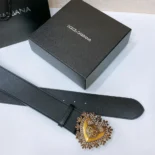 Dolce Gabbana D&G Women Leather Devotion Belt-Black BE1316AK86180999