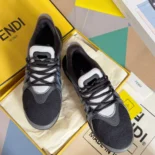 Fendi Men Tag Sneakers Black Technical Mesh Running Sneakers