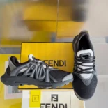 Fendi Men Tag Sneakers Black Technical Mesh Running Sneakers