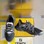 Fendi Men Tag Sneakers Black Technical Mesh Running Sneakers