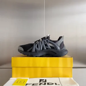 Fendi Men Tag Sneakers Black Technical Mesh Running Sneakers
