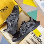 Fendi Men Tag Sneakers Black Technical Mesh Running Sneakers