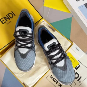 Fendi Men Tag Sneakers Blue Technical Mesh Running Sneakers