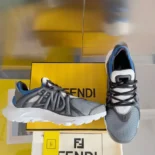 Fendi Men Tag Sneakers Blue Technical Mesh Running Sneakers