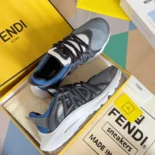 Fendi Men Tag Sneakers Blue Technical Mesh Running Sneakers