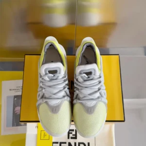 Fendi Men Tag Sneakers Yellow Technical Mesh Running Sneakers