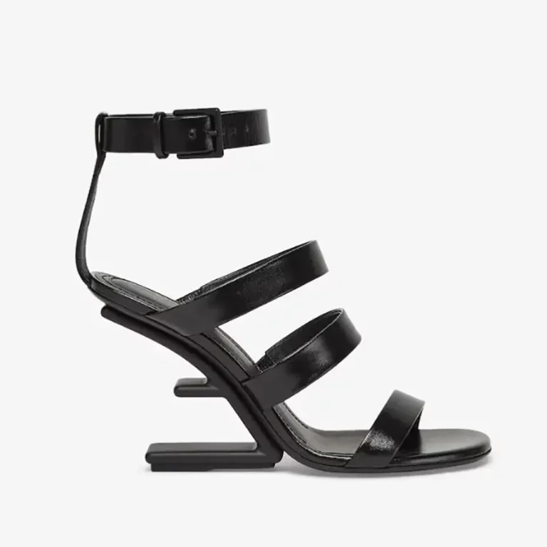 Fendi Women First Black Leather High-heeled Sandals 8X8512NA7F0QA1