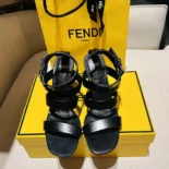 Fendi Women First Black Leather High-heeled Sandals 8X8512NA7F0QA1