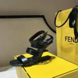 Fendi Women First Black Leather High-heeled Sandals 8X8512NA7F0QA1