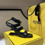 Fendi Women First Black Leather High-heeled Sandals 8X8512NA7F0QA1