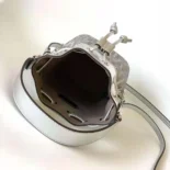 Fendi Women Mon Tresor Silver Leather Mini Bag with Crystal FF Motif