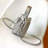 Fendi Women Mon Tresor Silver Leather Mini Bag with Crystal FF Motif