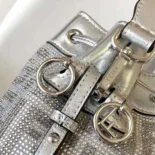 Fendi Women Mon Tresor Silver Leather Mini Bag with Crystal FF Motif