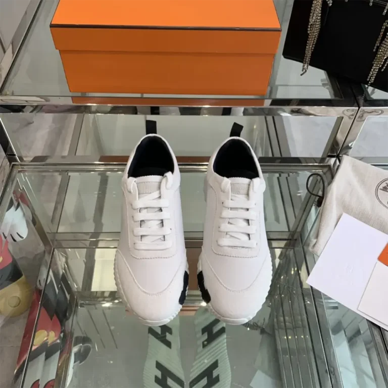 Hermes Unisex Bouncing Sneaker-White/Black H242250Z 90390