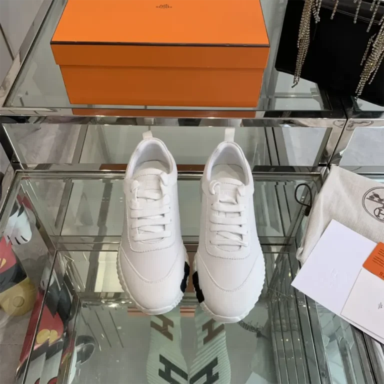 Hermes Unisex Bouncing Sneaker-White/Brown H241202Z 90390