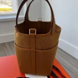 Hermes Women Picotin Lock 18 Pockets in Goeran Canvas Leather-Brown