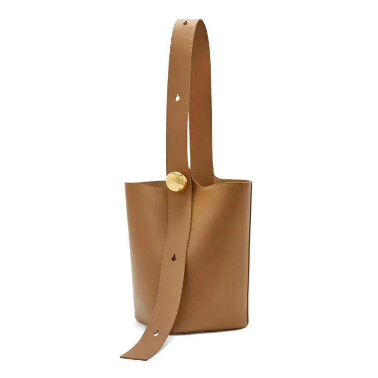 Loewe Unisex Medium Pebble Bucket Bag in Mellow Calfskin-Brown AANBBBWX01