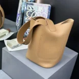 Loewe Unisex Medium Pebble Bucket Bag in Mellow Calfskin-Brown AANBBBWX01