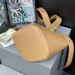 Loewe Unisex Medium Pebble Bucket Bag in Mellow Calfskin-Brown AANBBBWX01
