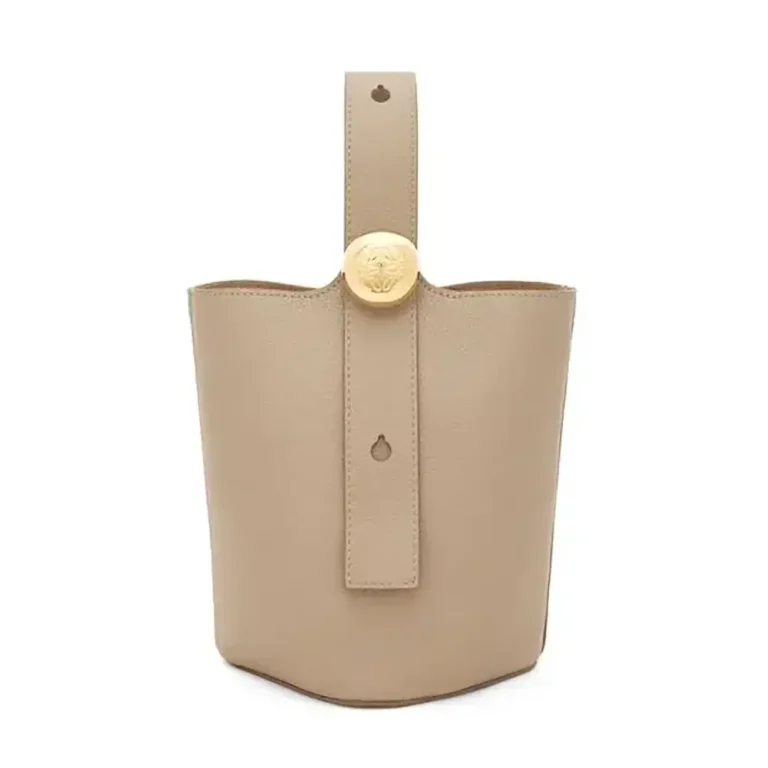Loewe Unisex Mini Pebble Bucket Bag in Soft Grained Calfskin-Sandy AANBBBMX02