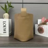 Loewe Unisex Mini Pebble Bucket Bag in Soft Grained Calfskin-Sandy AANBBBMX02