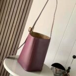 Loewe Women Mini Pebble Bucket Bag in Mellow Calfskin-Maroon