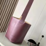 Loewe Women Mini Pebble Bucket Bag in Mellow Calfskin-Maroon