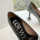 Loewe Women Toy Pump in Suede and Allover Rhinestones-Black L815S01X79