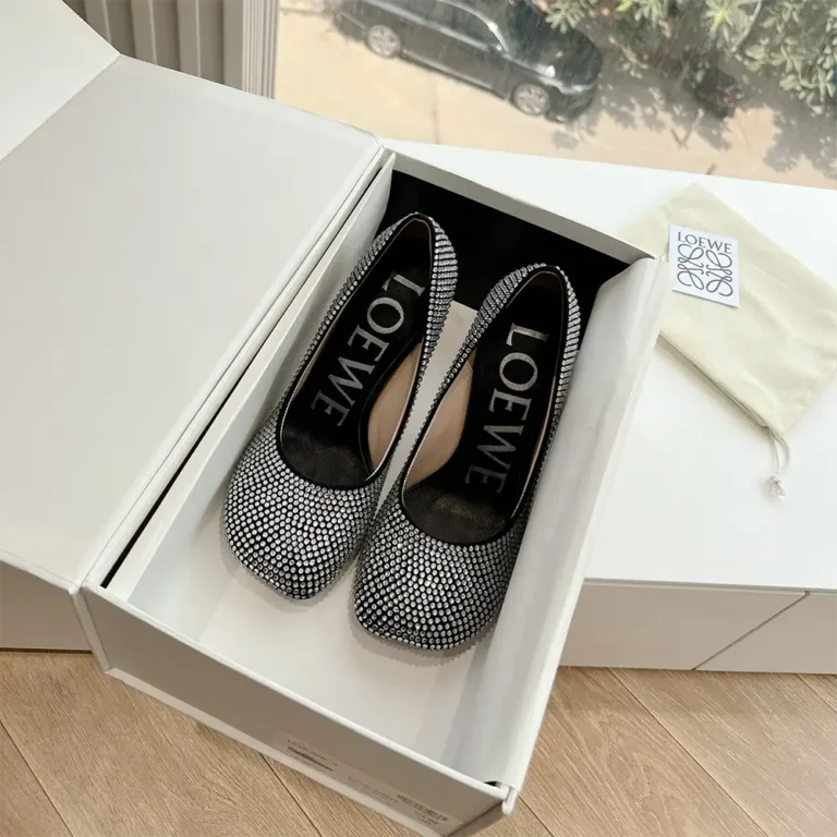 Loewe Women Toy Pump in Suede and Allover Rhinestones-Black L815S01X79