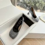 Loewe Women Toy Pump in Suede and Allover Rhinestones-Black L815S01X79