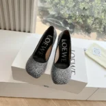 Loewe Women Toy Pump in Suede and Allover Rhinestones-Black L815S01X79